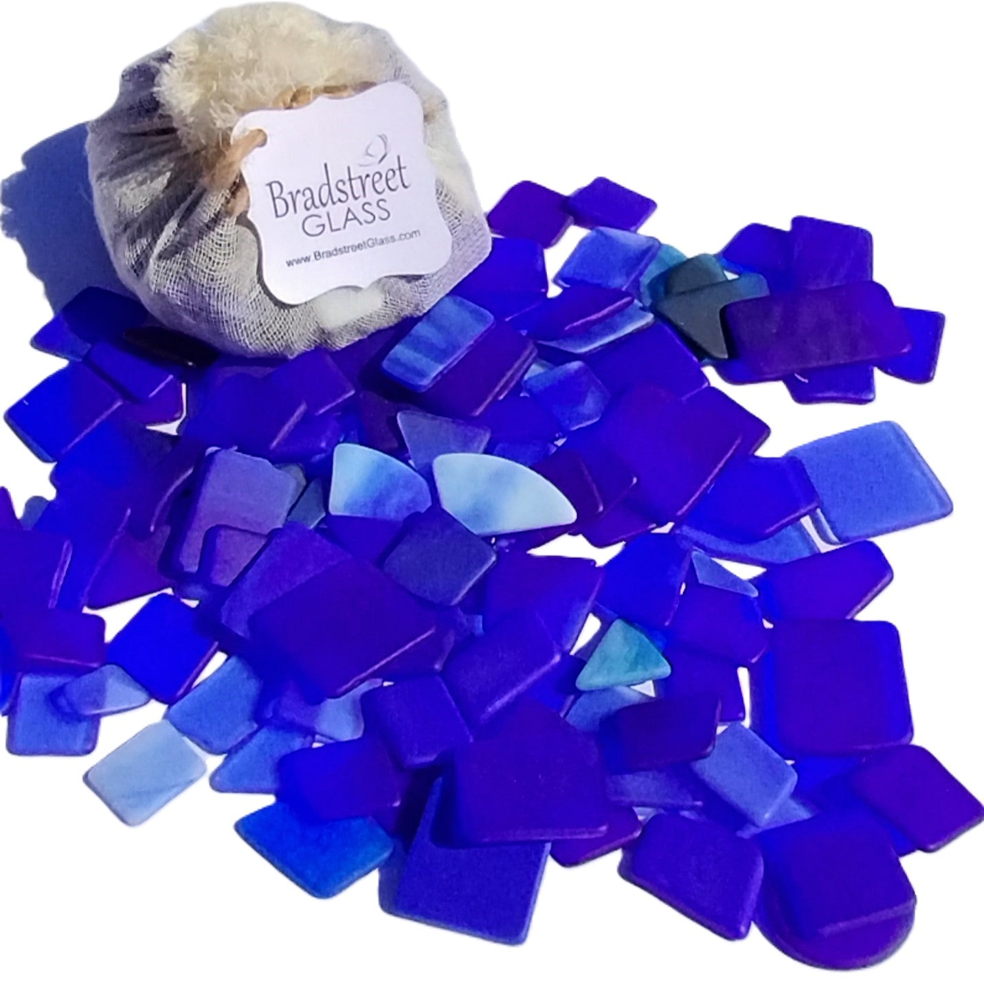 Bradstreet Glass Blue Tumbled Stained Glass 1/2 pound "Sea Glass" in Shades of Blue