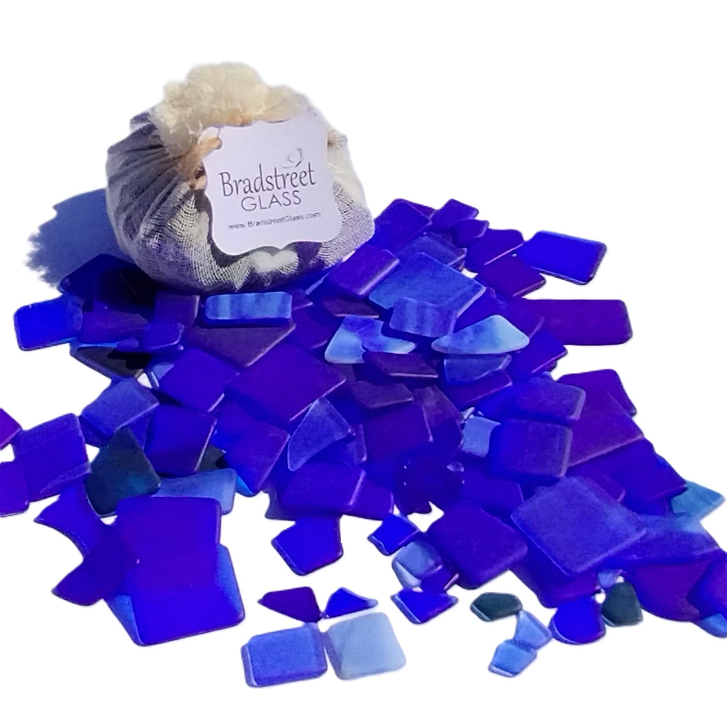 Bradstreet Glass Blue Tumbled Stained Glass 1/2 pound "Sea Glass" in Shades of Blue