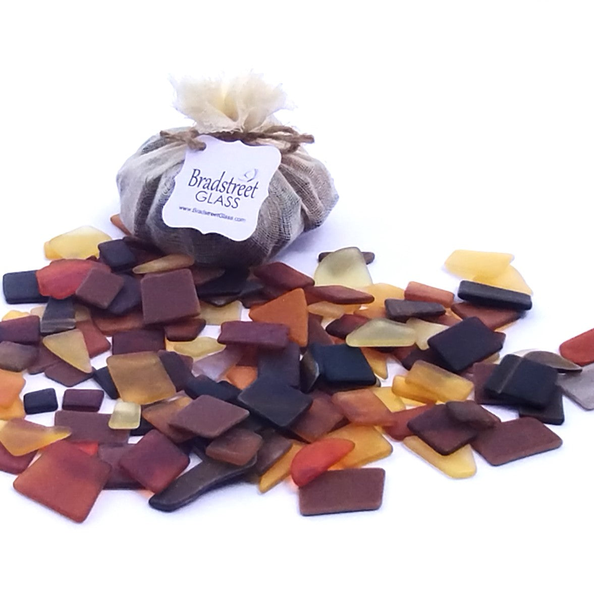 Brown Tumbled Stained Glass 1/2 LB "Sea Glass" Pieces in Shades of Amber Brown