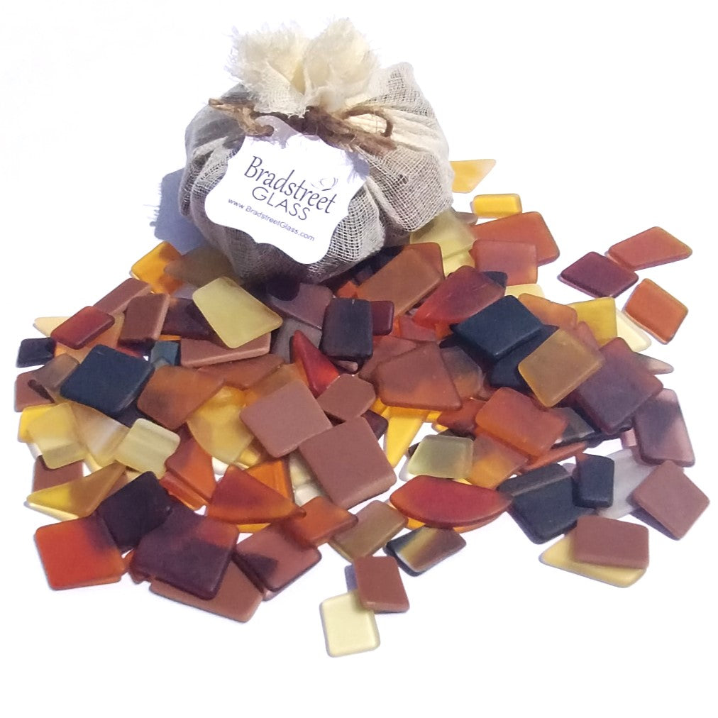 Brown Tumbled Stained Glass 1/2 LB "Sea Glass" Pieces in Shades of Amber Brown