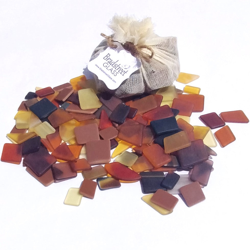 Bradstreet Glass Brown Tumbled Stained Glass 1/2 LB "Sea Glass" Pieces in Shades of Amber Brown