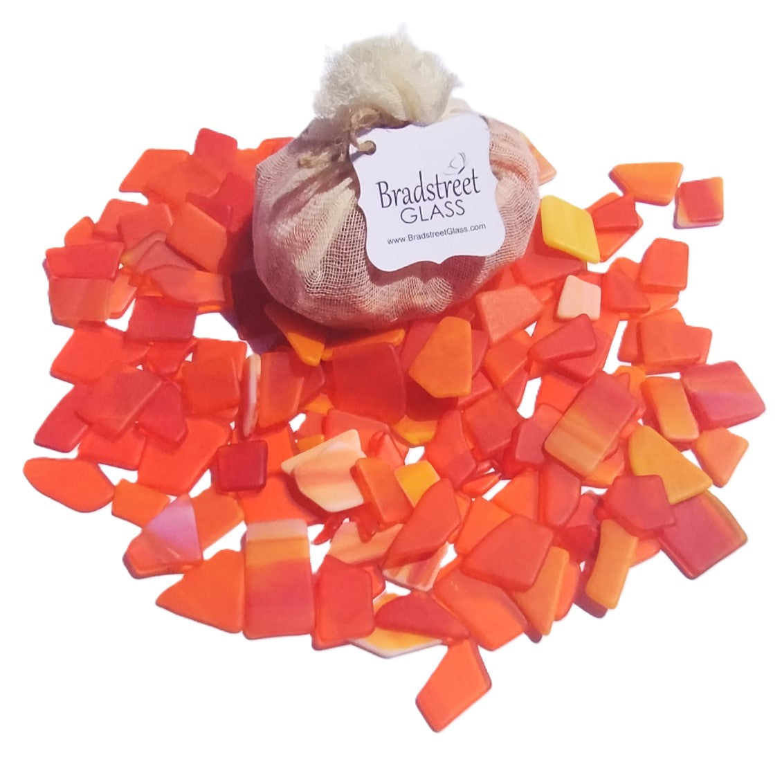 Bradstreet Glass Orange Tumbled Stained Glass 1/2 pound "Sea Glass" in Shades of Orange