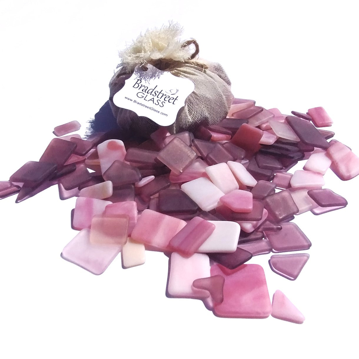 Bradstreet Glass Pink Tumbled Stained Glass 1/2 pound "Sea Glass" in Shades of Pink, Peach