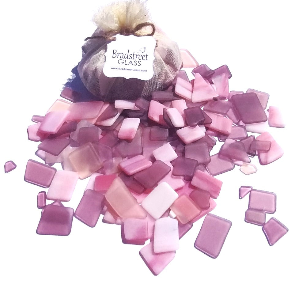 Bradstreet Glass Pink Tumbled Stained Glass 1/2 pound "Sea Glass" in Shades of Pink, Peach