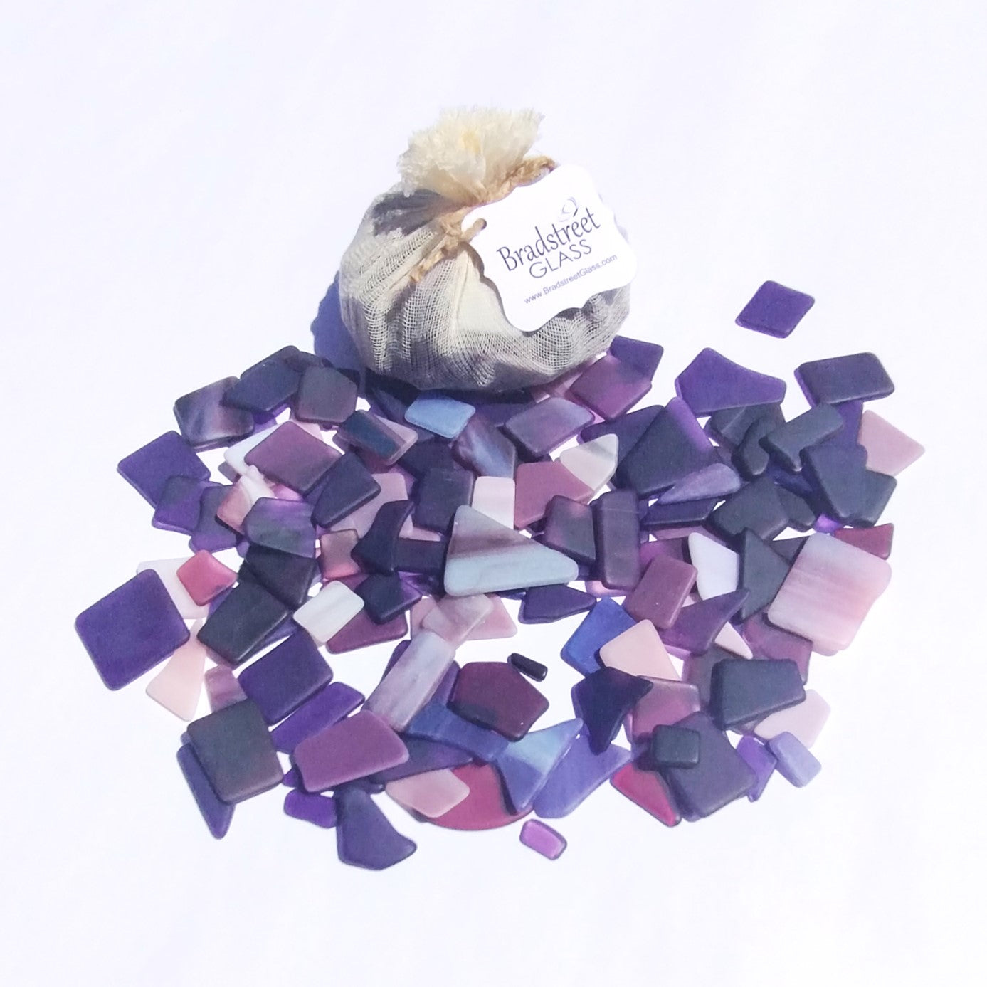 Bradstreet Glass Purple Tumbled Stained Glass 1/2 pound "Sea Glass" in Shades of Purple