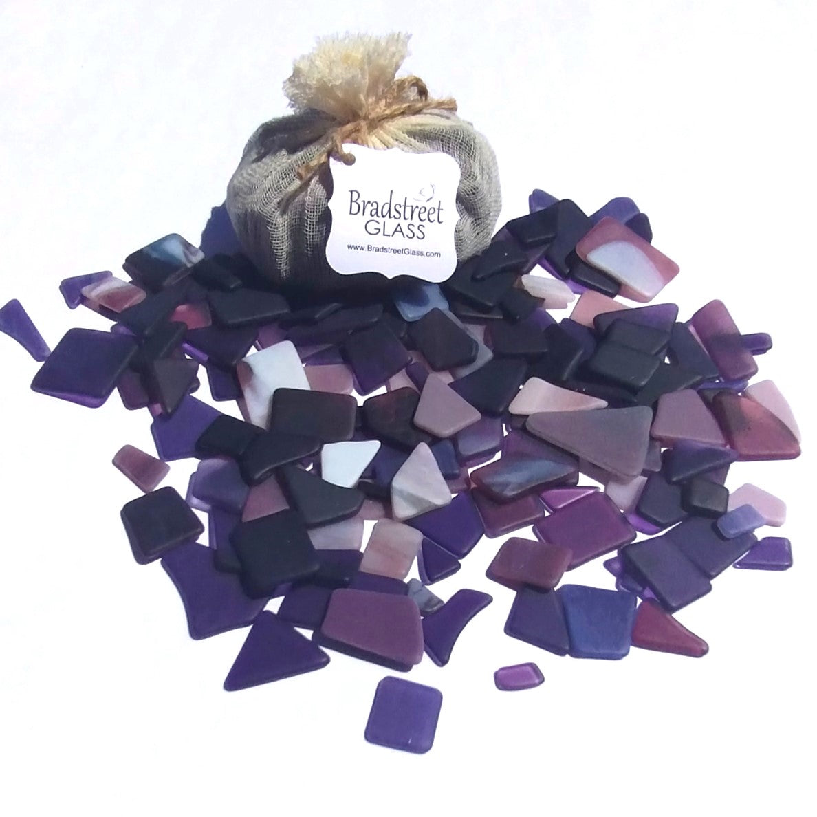 Bradstreet Glass Purple Tumbled Stained Glass 1/2 pound "Sea Glass" in Shades of Purple