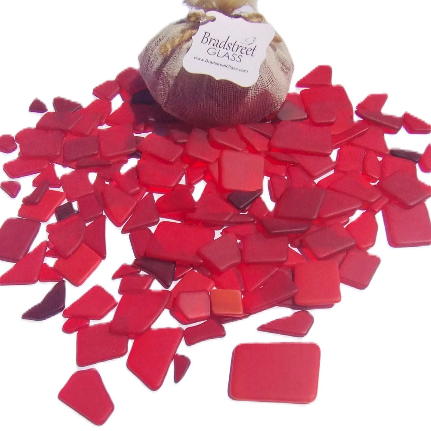Bradstreet Glass Red Tumbled Stained Glass 1/2 pound "Sea Glass" in Shades of Red