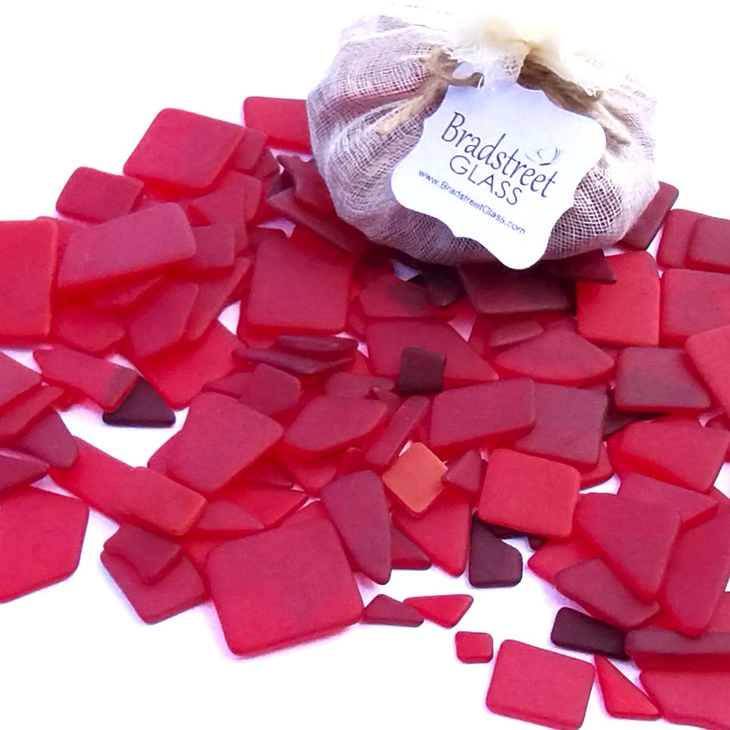 Bradstreet Glass Red Tumbled Stained Glass 1/2 pound "Sea Glass" in Shades of Red