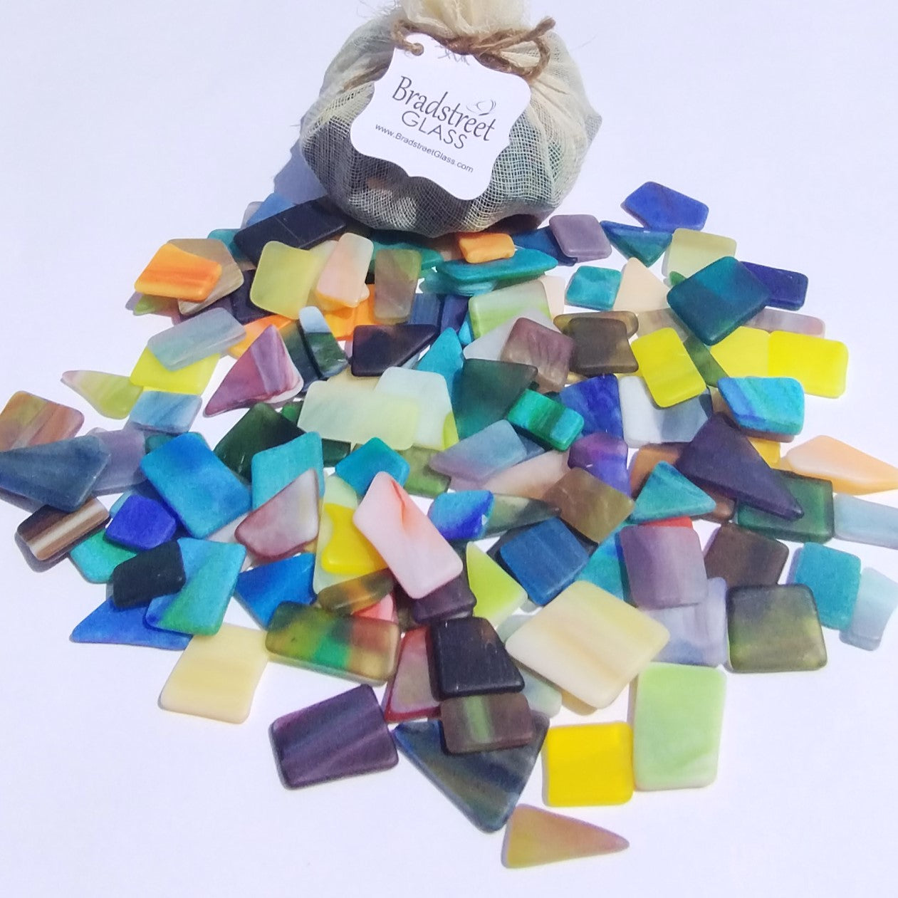 Swirled Mix-Color Tumbled Stained Glass, 1/2 LB "Sea Glass" Pieces in Assorted Swirled Colors