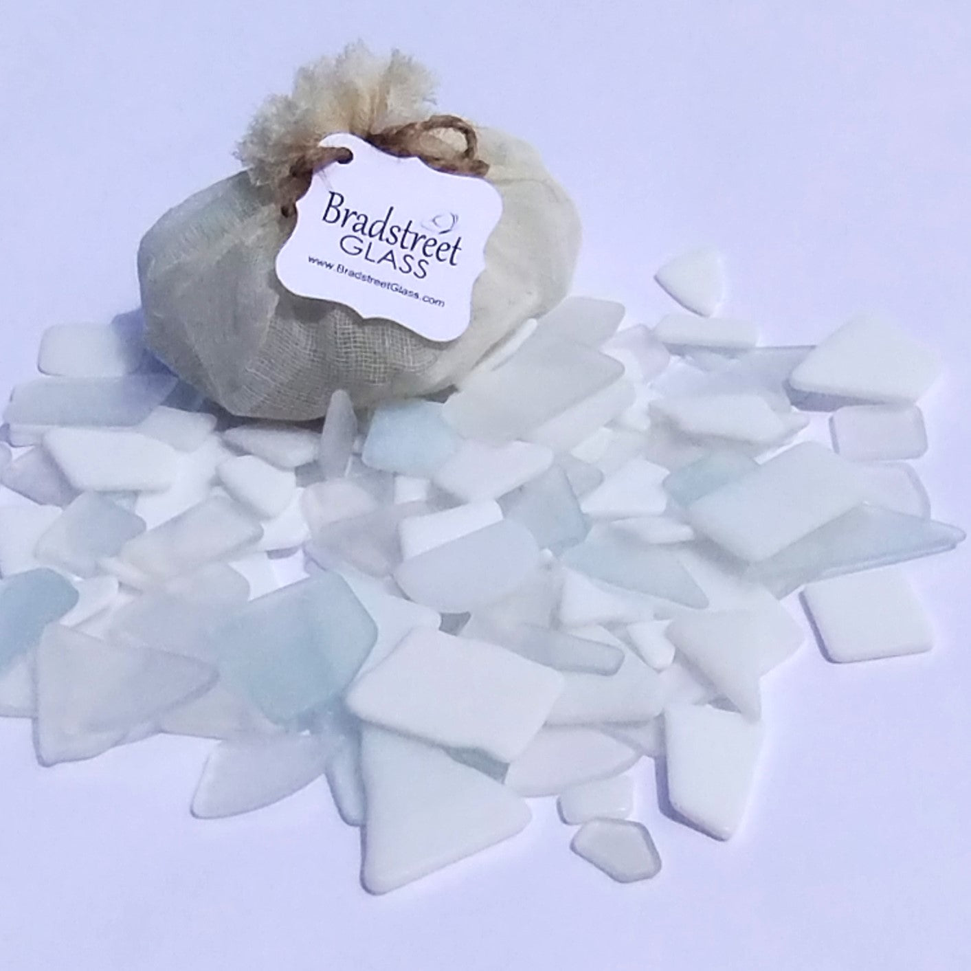 Bradstreet Glass White & Clear Tumbled Stained Glass 1/2 LB "Sea Glass" Pieces in Shades of Clear and White