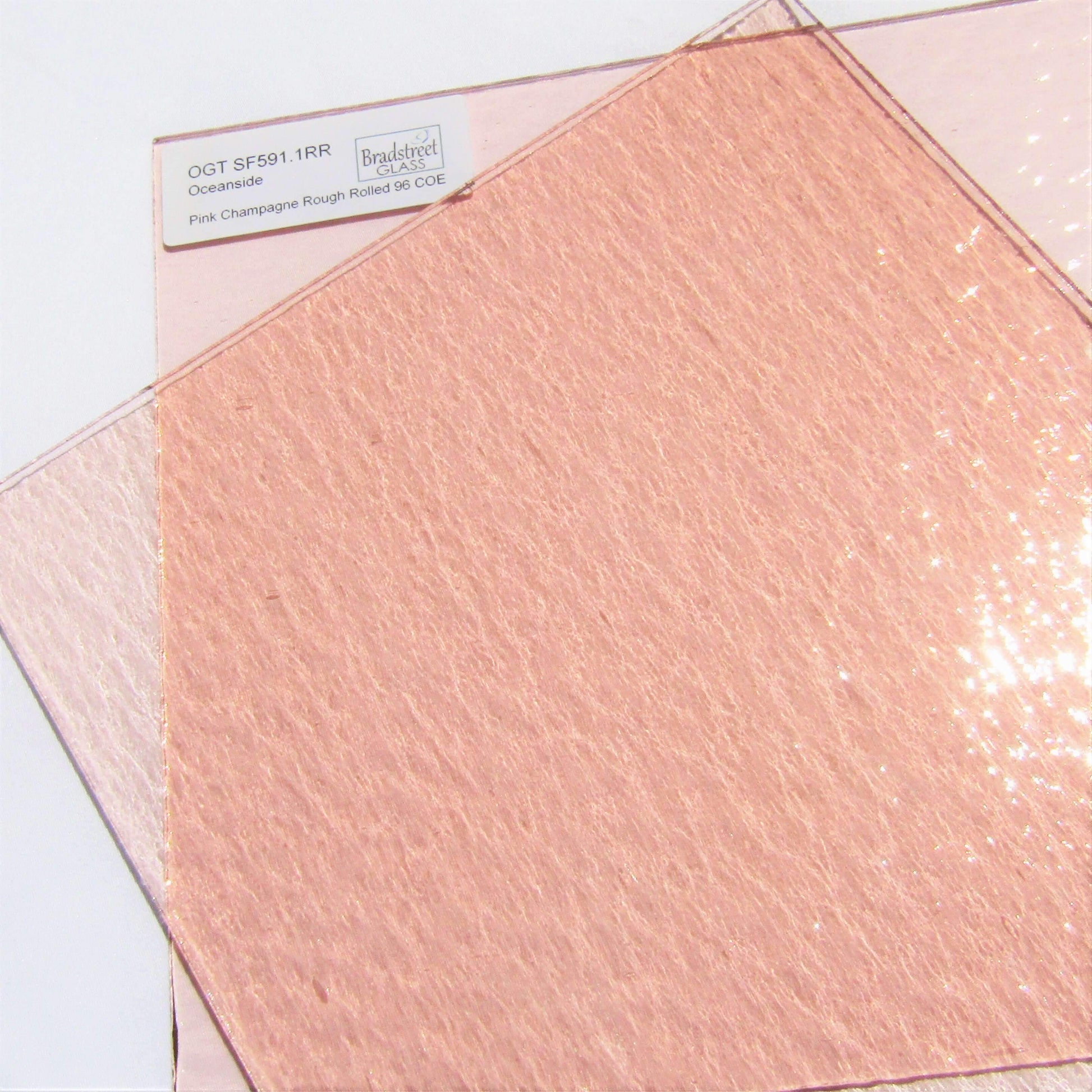 Pink Champagne Rough Rolled Stained Glass Sheet 96 COE Oceanside Fusible Spectrum SF591.1RR
