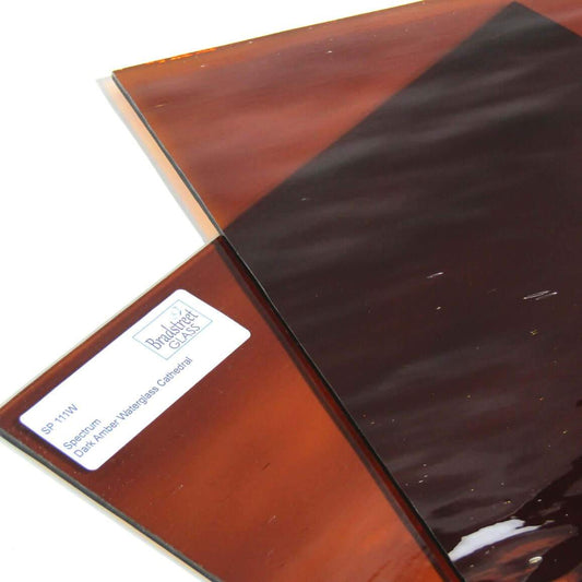 Bradstreet Glass Dark Amber Waterglass Stained Glass Sheet Oceanside 96 COE Fusible SF111W